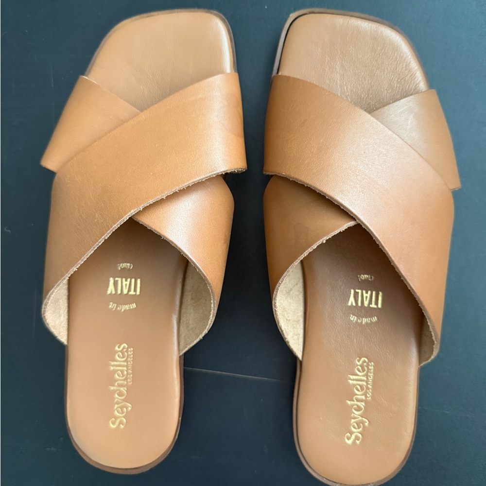 Seychelles Made in Italy Brown Leather Slide Sandals Women’s 7.5
